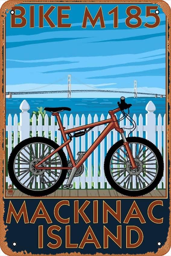 Mountain Biking Michigan - Letrero de Metal Vintage, Isla Mackinac,